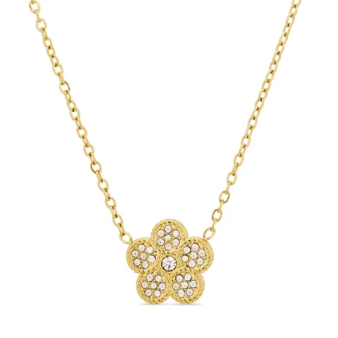 vattentät blommor halsband i förgyllt stål - OCEANA