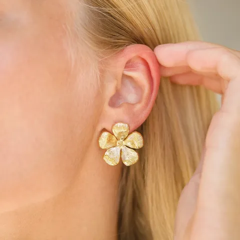 vattentät blommor örhängen i förgyllt stål - OCEANA