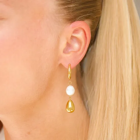 vattentät pärla örhängen i förgyllt stål - OCEANA