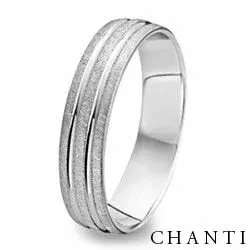 Rå och blank vigselsring i 14  karat vitguld