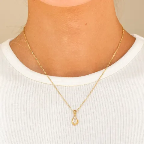 vattentät zirkon halsband i förgyllt stål - OCEANA