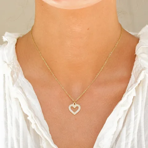 vattentät hjärta halsband i förgyllt stål - OCEANA