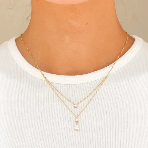 vattentät zirkon halsband i förgyllt stål - OCEANA