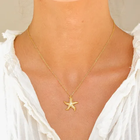 vattentät sjöstjärna halsband i förgyllt stål - OCEANA