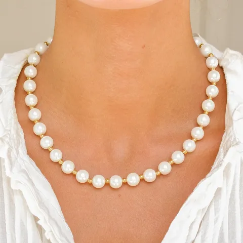 vattentät pärla halsband i förgyllt stål - OCEANA