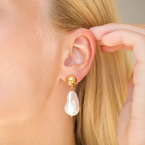 vattentät pärla örhängen i förgyllt stål - OCEANA