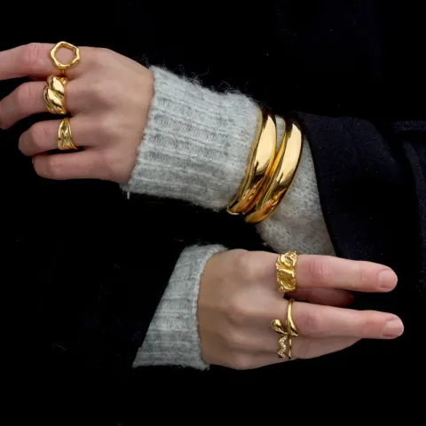 vattentät ring i förgyllt stål - OCEANA