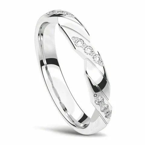 Damring i 14  karat vitguld 0,01 ct