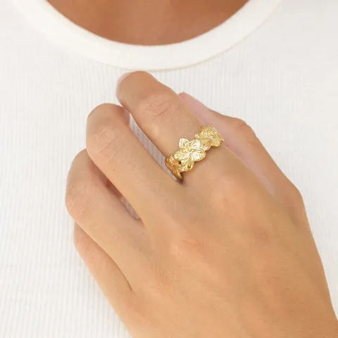 vattentät blommor ring i förgyllt stål - OCEANA