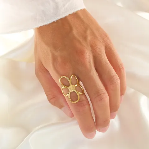 vattentät blommor ring i förgyllt stål - OCEANA