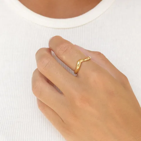 vattentät ring i förgyllt stål - OCEANA