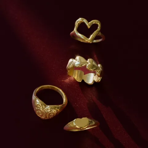 vattentät hjärta ring i förgyllt stål - OCEANA