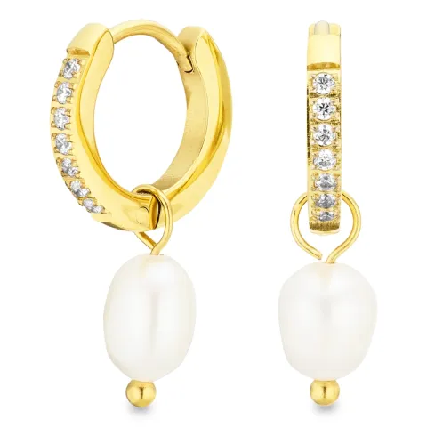 vattentät pärla örhängen i förgyllt stål - OCEANA