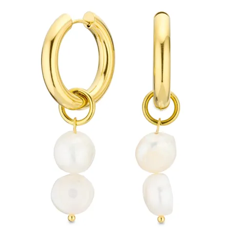 vattentät pärla creoler örhängen i förgyllt stål - OCEANA