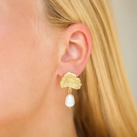 vattentät pärla örhängen i förgyllt stål - OCEANA