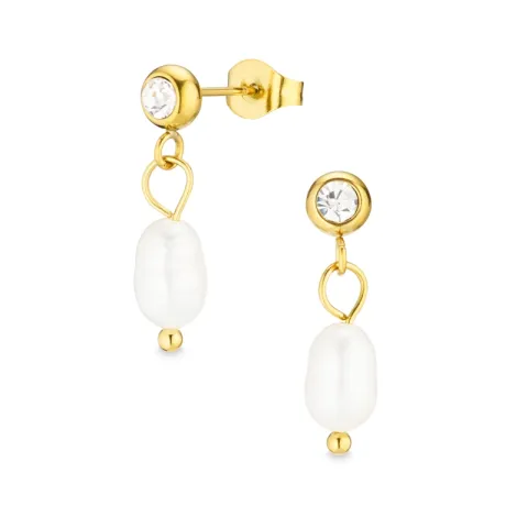 vattentät pärla örhängen i förgyllt stål - OCEANA