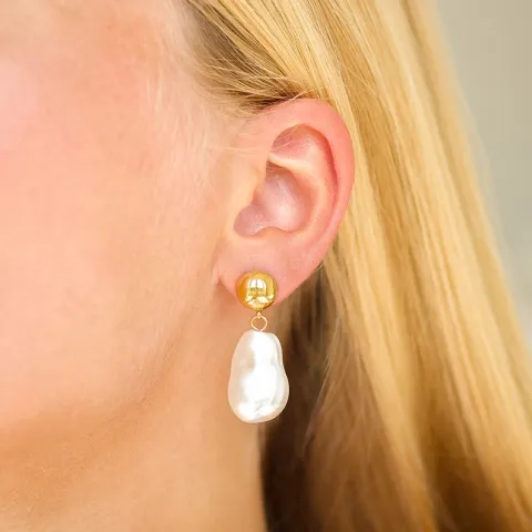 vattentät pärla örhängen i förgyllt stål - OCEANA