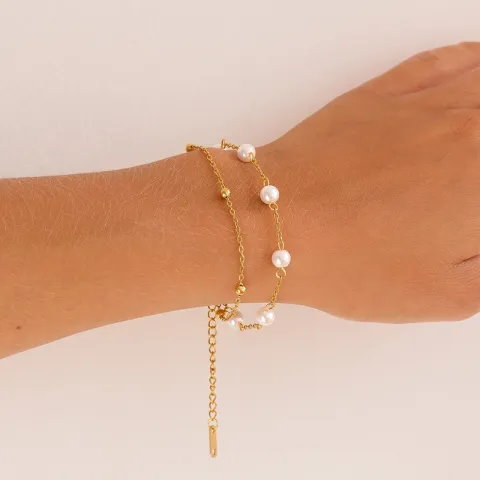 vattentät pärla armband i förgyllt stål - OCEANA