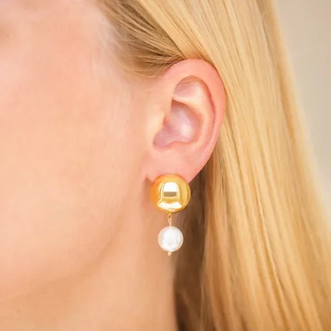 vattentät pärla örhängen i förgyllt stål - OCEANA