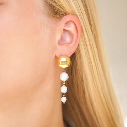 vattentät pärla örhängen i förgyllt stål - OCEANA