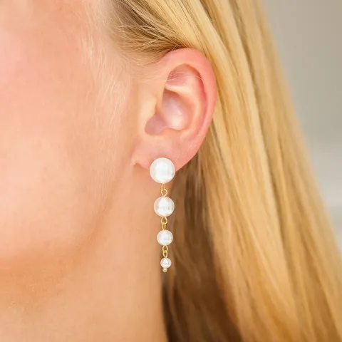 vattentät pärla örhängen i förgyllt stål - OCEANA