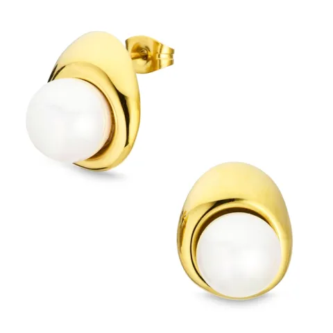 vattentät pärla örhängen i förgyllt stål - OCEANA