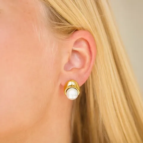 vattentät pärla örhängen i förgyllt stål - OCEANA