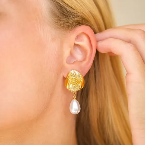 vattentät örhängen i förgyllt stål - OCEANA