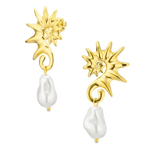 vattentät pärla örhängen i förgyllt stål - OCEANA