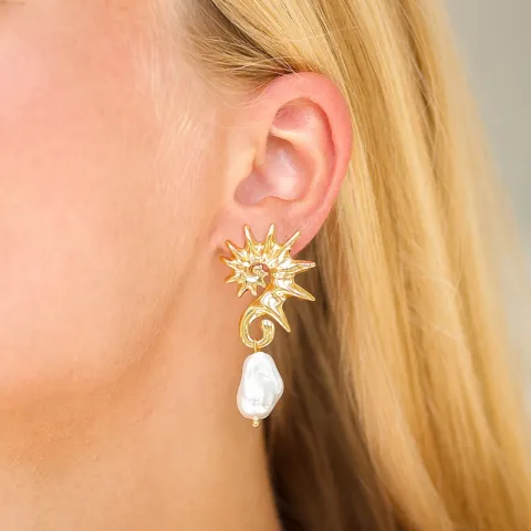 vattentät pärla örhängen i förgyllt stål - OCEANA