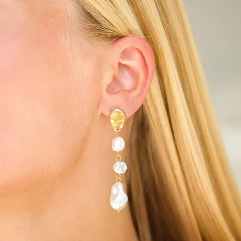 vattentät pärla örhängen i förgyllt stål - OCEANA