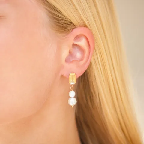 vattentät pärla örhängen i förgyllt stål - OCEANA