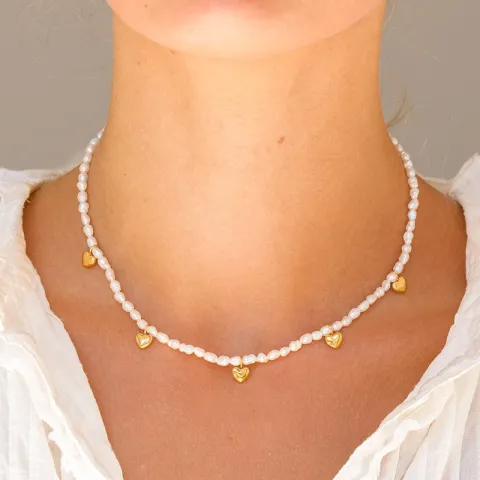 vattentät hjärta halsband i förgyllt stål - OCEANA