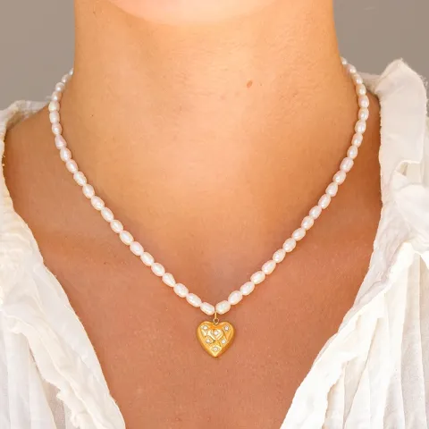 vattentät hjärta halsband i förgyllt stål - OCEANA