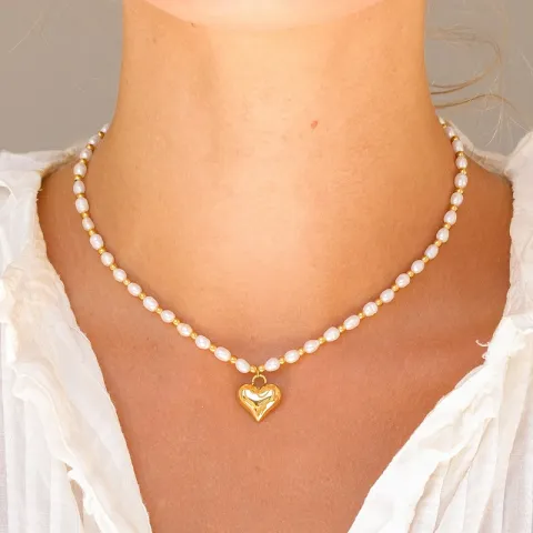 vattentät hjärta halsband i förgyllt stål - OCEANA