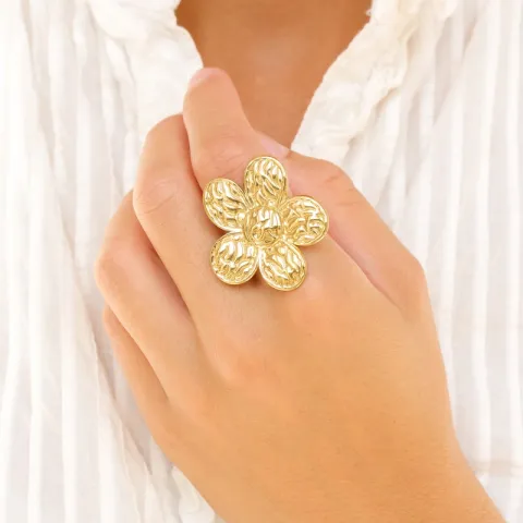 vattentät blommor ring i förgyllt stål - OCEANA