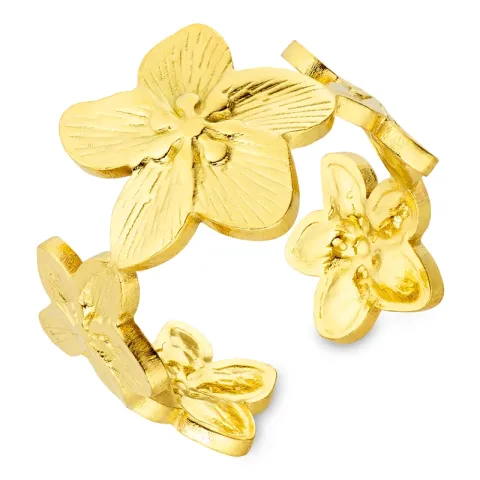 vattentät blommor ring i förgyllt stål - OCEANA