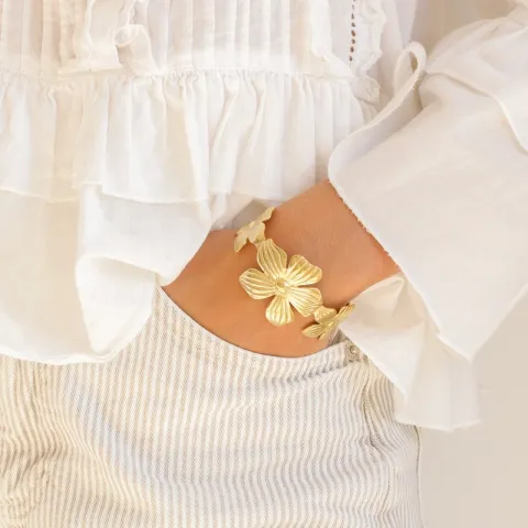 vattentät blommor armband i förgyllt stål - OCEANA