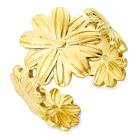 vattentät blommor ring i förgyllt stål - OCEANA