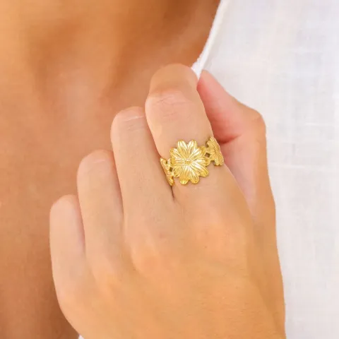 vattentät blommor ring i förgyllt stål - OCEANA