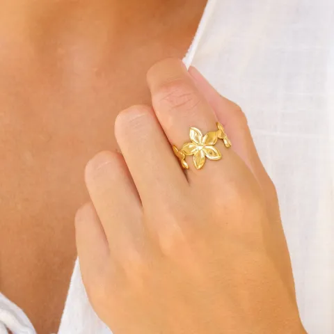 vattentät blommor ring i förgyllt stål - OCEANA