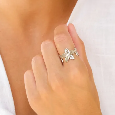 vattentät blommor ring i stål - OCEANA