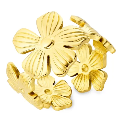 vattentät blommor ring i förgyllt stål - OCEANA