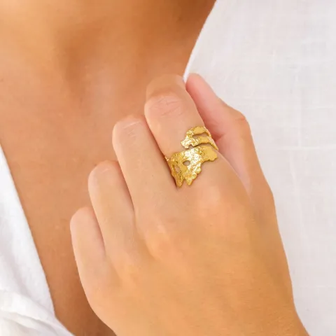 vattentät ring i förgyllt stål - OCEANA