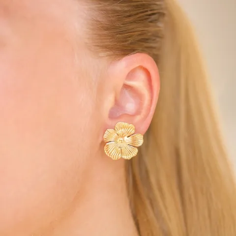 vattentät blommor örhängen i förgyllt stål - OCEANA