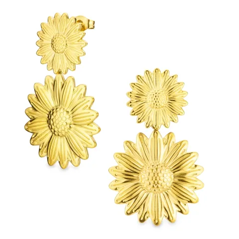 vattentät blommor örhängen i förgyllt stål - OCEANA