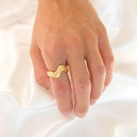 vattentät ring i förgyllt stål - OCEANA