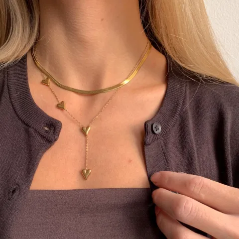 vattentät hjärta halsband i förgyllt stål - OCEANA