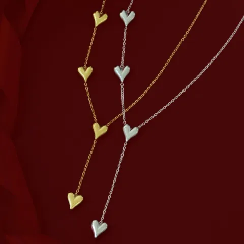 vattentät hjärta halsband i förgyllt stål - OCEANA