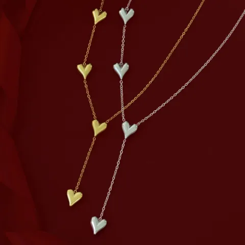 vattentät hjärta halsband i stål - OCEANA